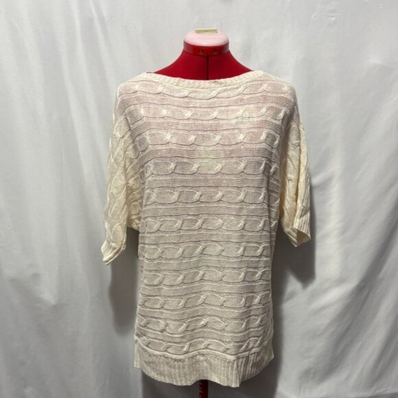 Sweaters - Ralph Lauren Black Label 100% Linen Cream Cable Knit Sweater MM184